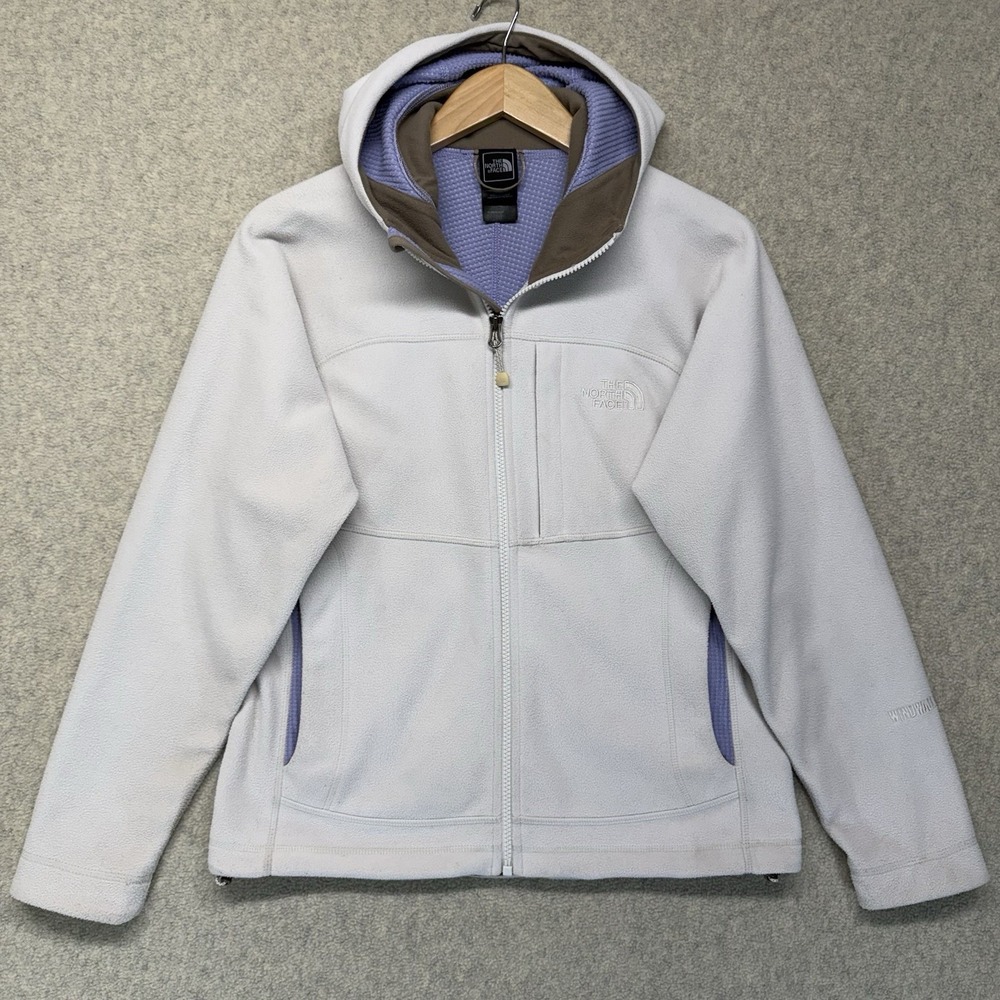 The North Face WindWall Hooded Fleece Jacket Women's Small White Full Zip